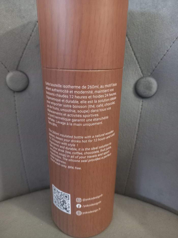 Bouteille Isotherme Bois Wood Yoko Design - photo numéro 3
