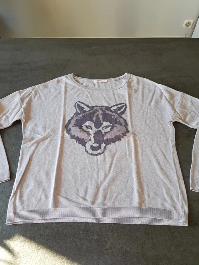 Pull gris loup Camaïeu M - photo numéro 2