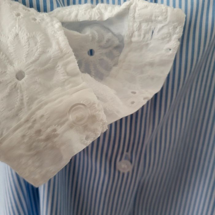 Chemise rayée à col et manches en dentelle neuve avec étiquette TU (44/50) Pépouz' by Loicïa Curve - photo numéro 9
