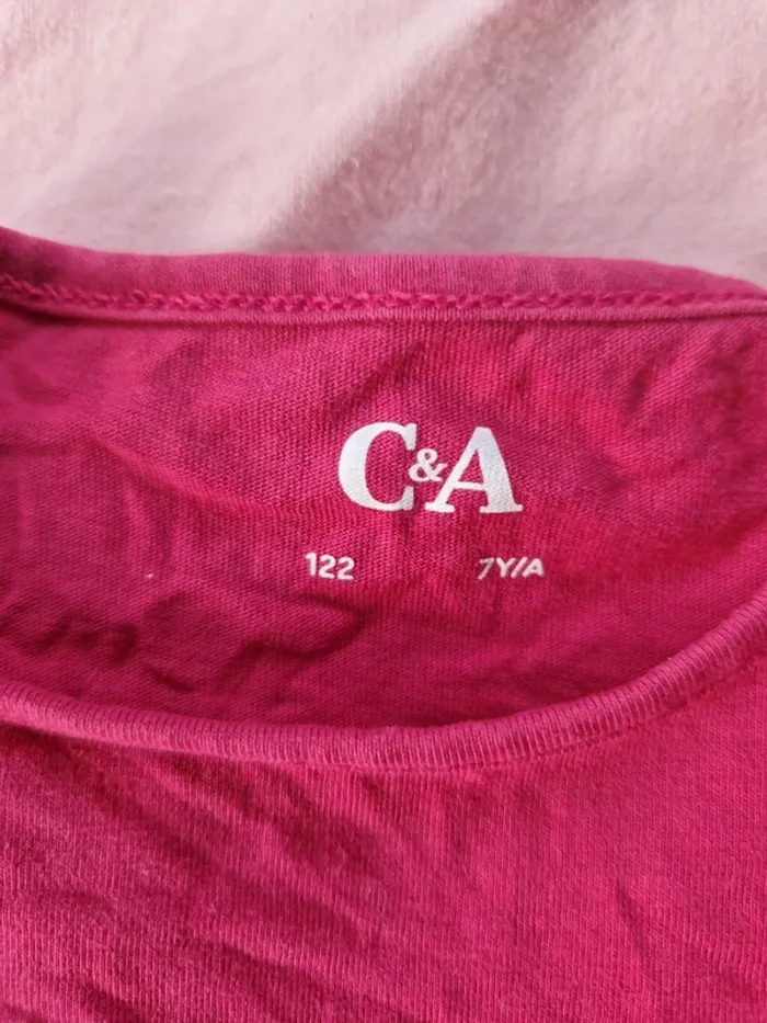 Tee-shirt manches longues fille C&A flushia uni 122 cm - photo numéro 4