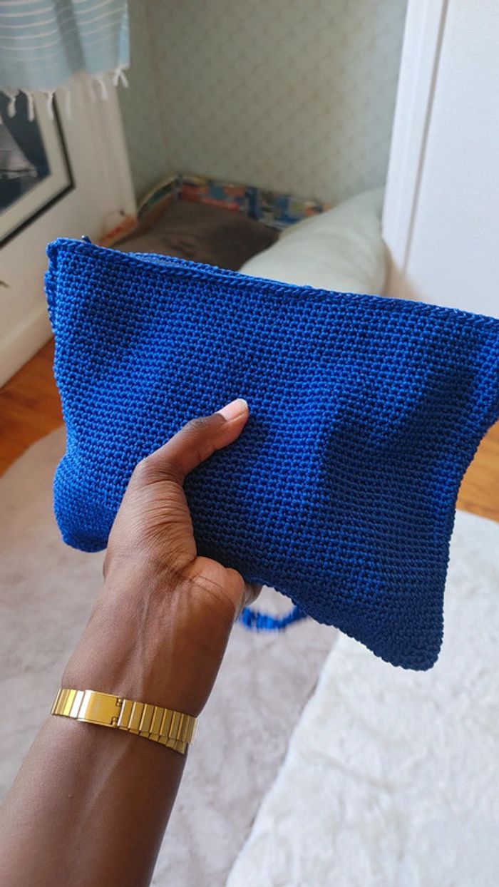 Magnifique sac à main tricot inscription France en excellente état fermeture zip - photo numéro 11