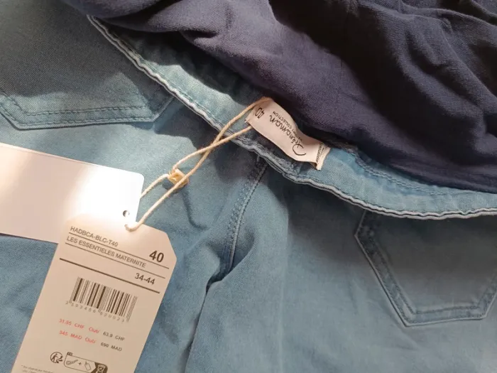 Lot 2 pantalons grossesse 40 jean clair vert d'eau neufs - photo numéro 5