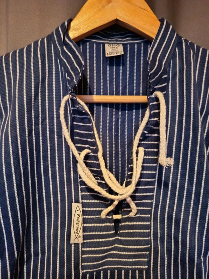 Marinière.unisex. Enfant. Marque sima . Fisher men . Manche longues. Bleu rayures blanches. - photo numéro 2