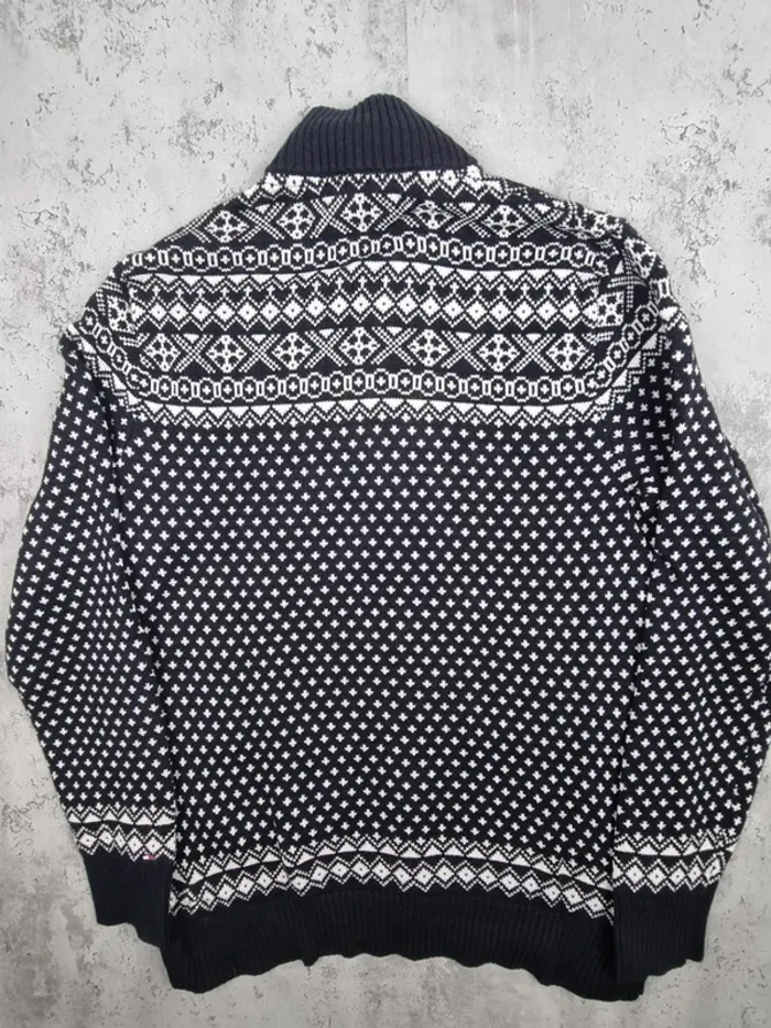 Veste zippée en maille jacquard Tommy Hilfiger – Noir & blanc – Taille XL Hommes (mesures en photos) - photo numéro 4