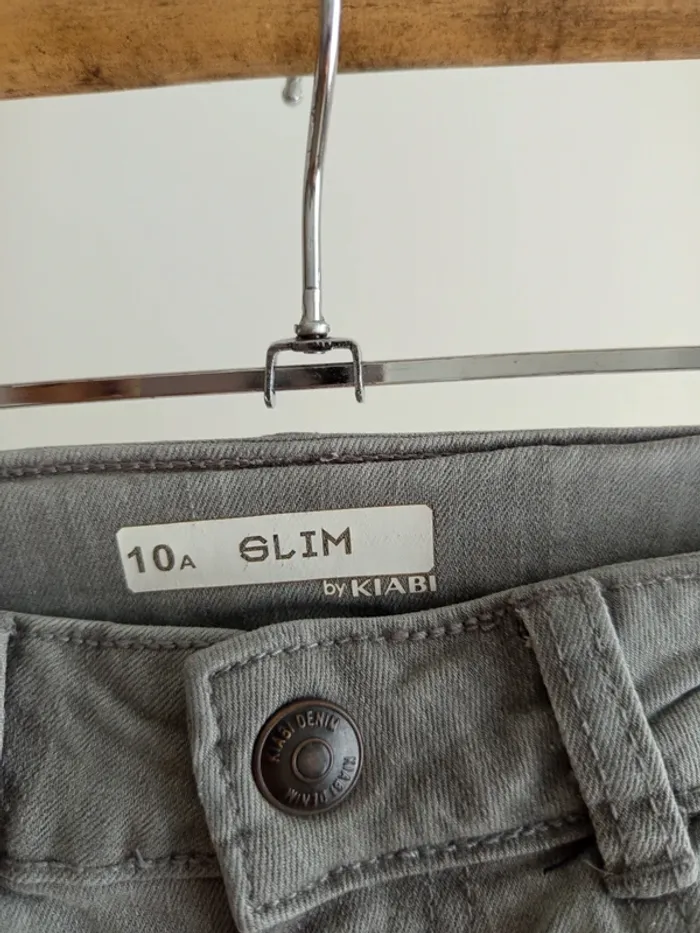 Short en jean gris taille réglable élastique 10 ans - photo numéro 2