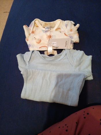 Lot 2 bodis 2 6 mois très léger matière à trou
