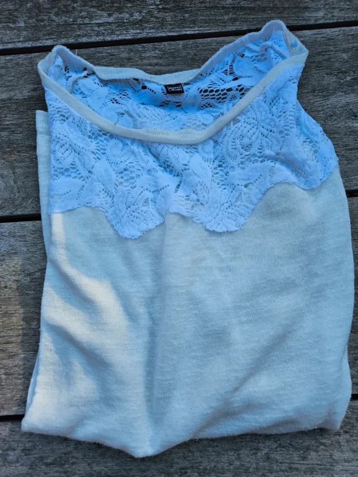 Pull crème dentelle L - photo numéro 2