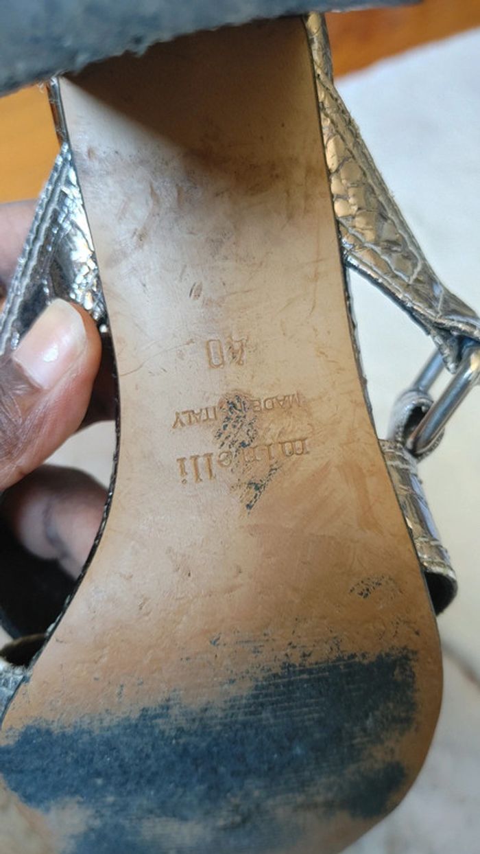 Mule en cuir argenté écailles - photo numéro 7