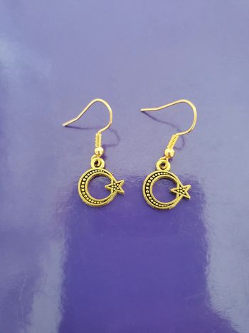 Boucles d'oreilles lune étoile doré