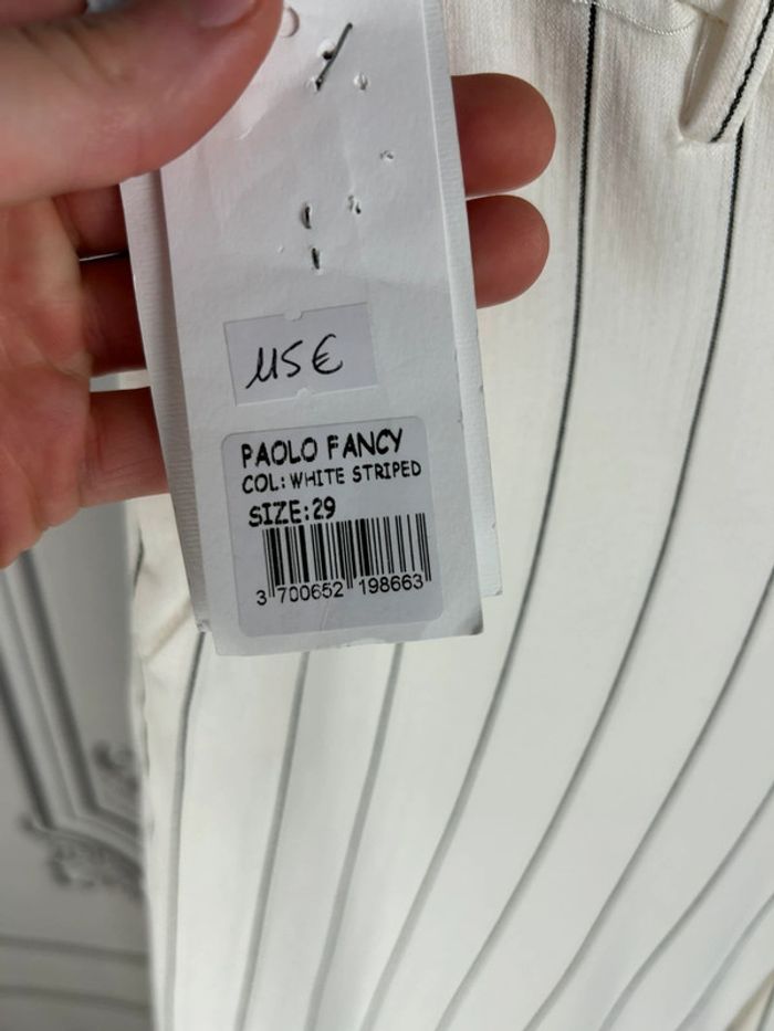 Pantalon large Reiko blanc / marine W29 neuf - photo numéro 4
