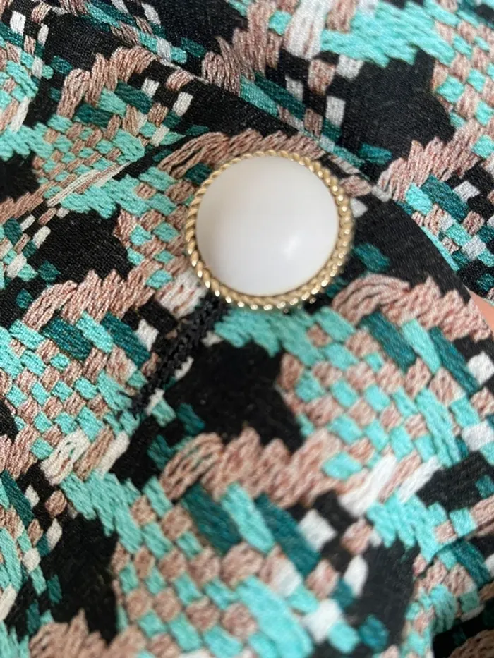 Robe veste blazer tailleur Zara imprimé tweed taille XS - photo numéro 4