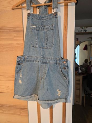 Salopette short jean femme