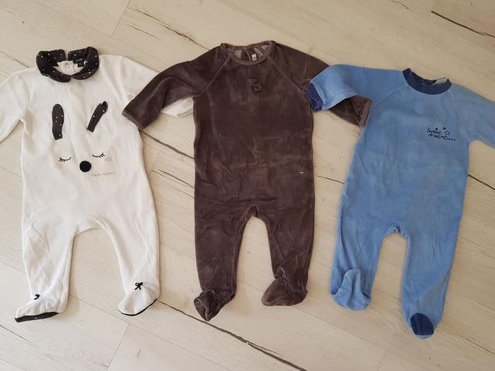 Lot de 3 pyjamas velours hiver fille 12mois kiabi bout'chou - photo numéro 2