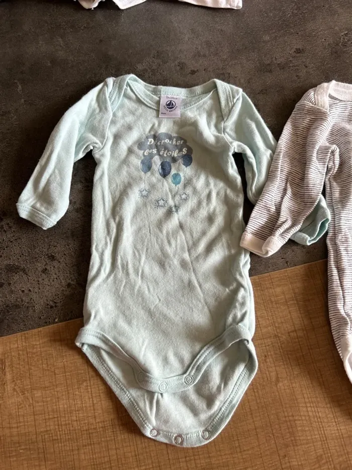 Lot de 2 bodys manches longues bébé garçon, petit bateau 3 mois - photo numéro 2