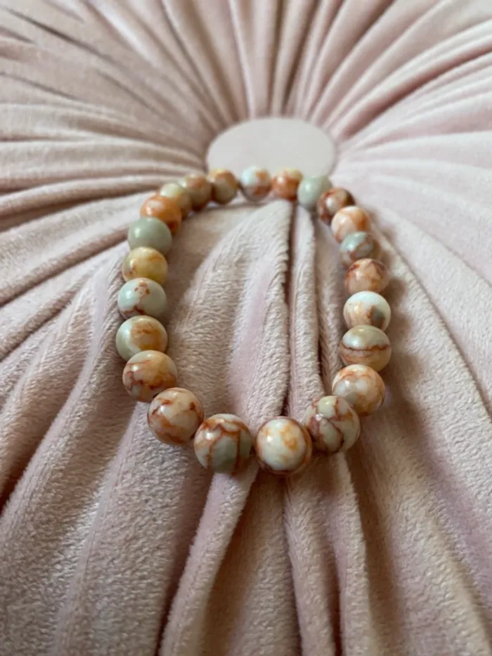 Cadeau femme Bracelet en pierres naturelles agate mexicaine marbre lithoterapie