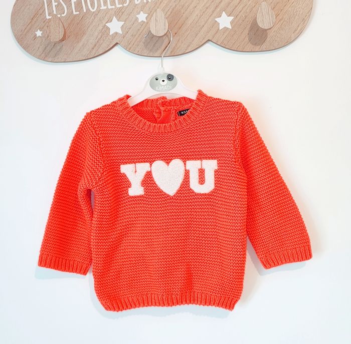🌸 Pull en maille - Orange - Kiabi - 9 mois 🌸