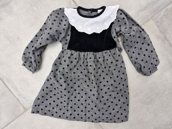 Robe hiver vintage col Claudine et motifs pois 2 ans