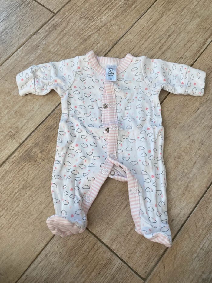 Pyjama blanc et rose 46cm