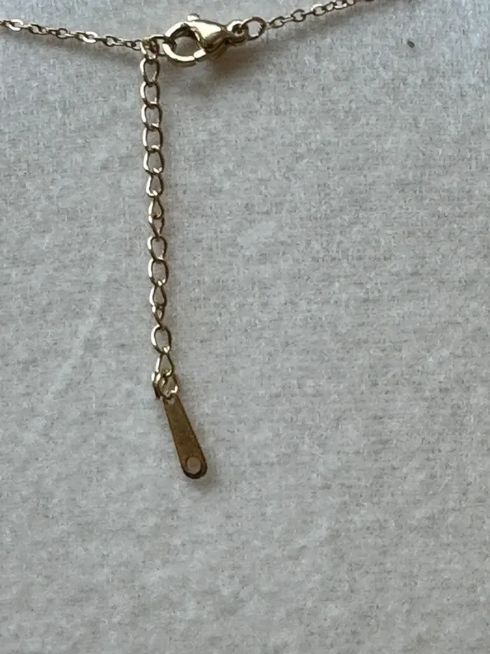 Collier chaîne réglable acier inoxydable or trèfle cristaux blancs - photo numéro 4