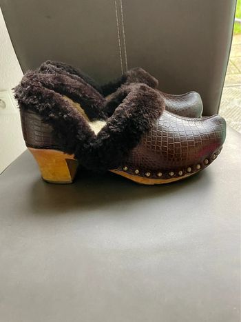 Sabots vintage 60’s en cuir et laine