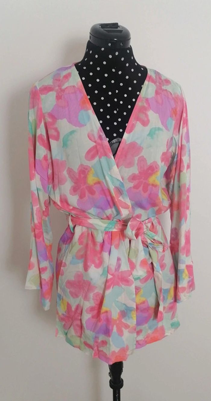 Kimono imprimé floral blanc rose Taille S Undiz - photo numéro 2