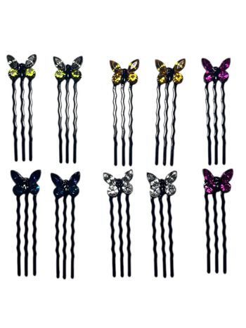X12 Barrettes Papillons Multicouleurs