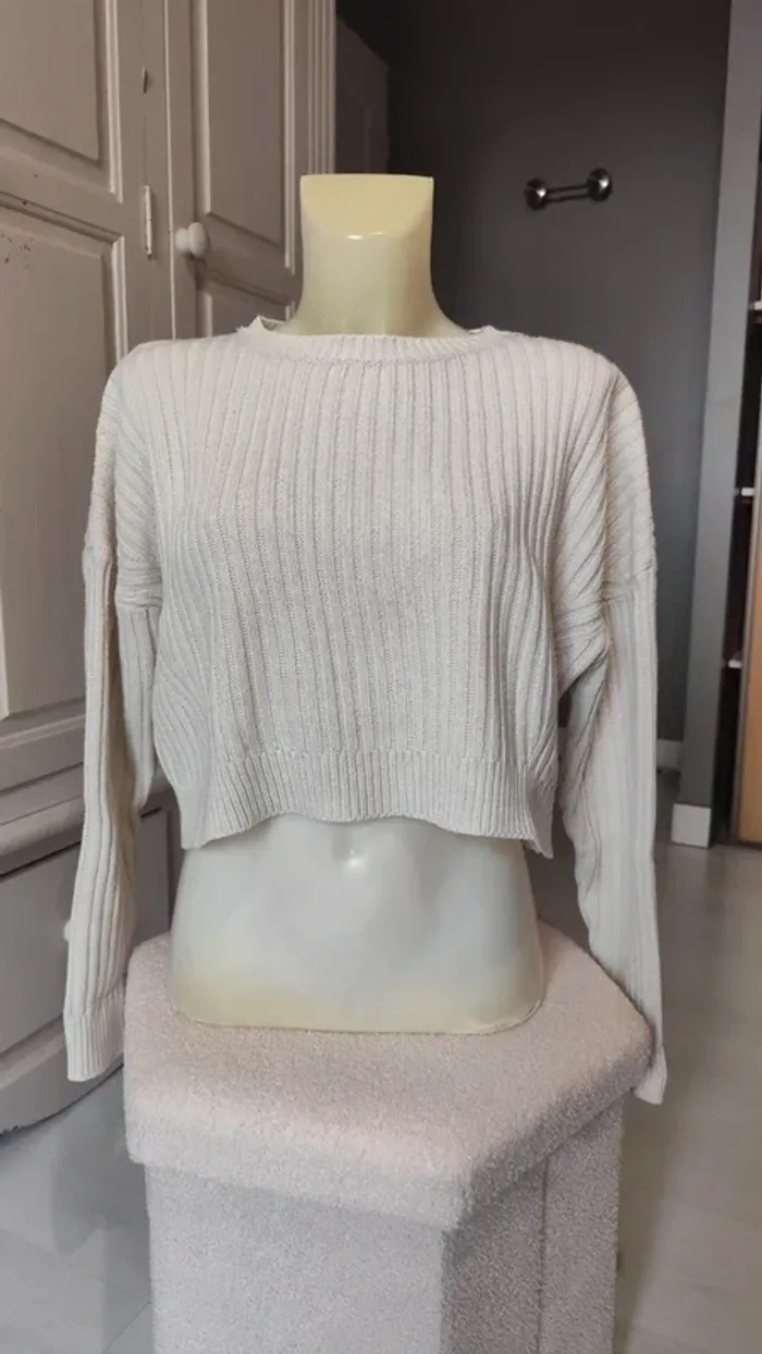 Pull court blanc T38 - Jennyfer - photo numéro 2