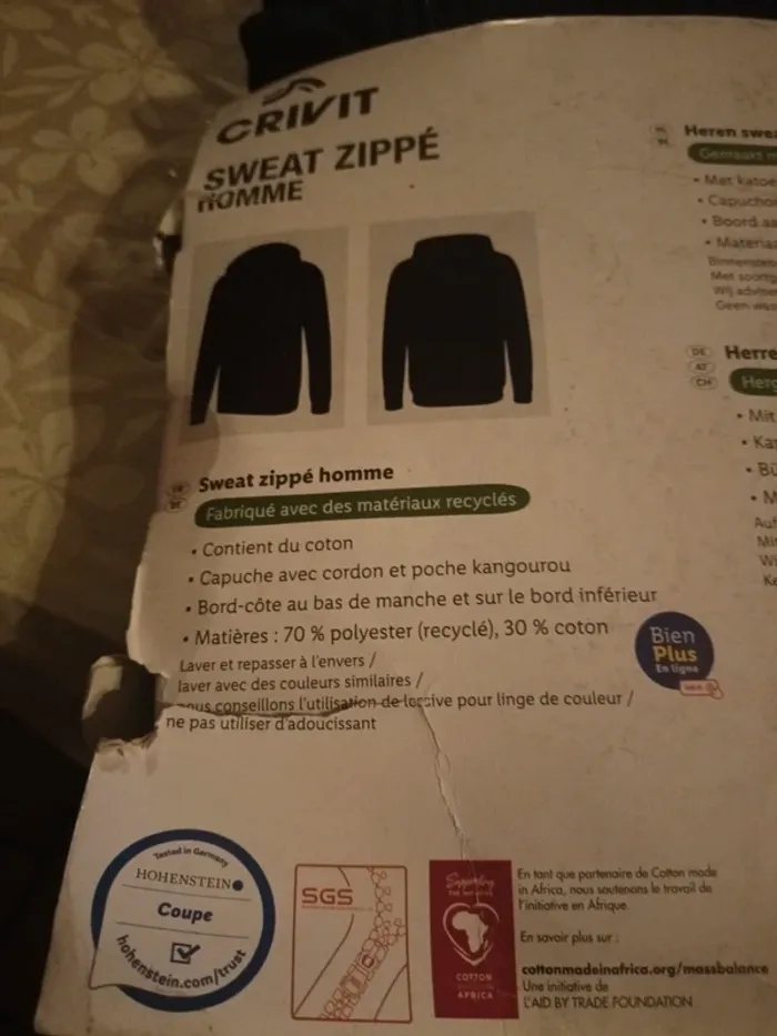 Sweat zippé à capuche homme taille xl - photo numéro 5