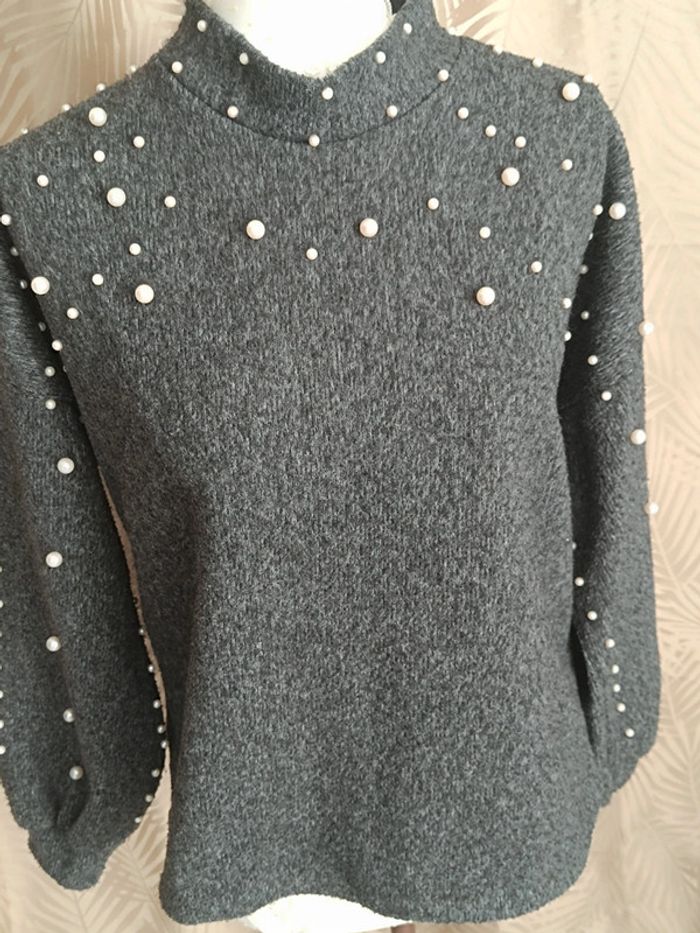 Pull à perle blanche-Taille 38 - photo numéro 3