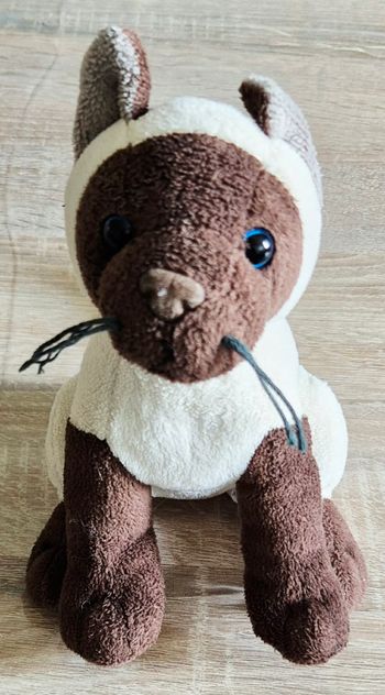 Peluche Chat Siamois Doux - Yeux Bleus