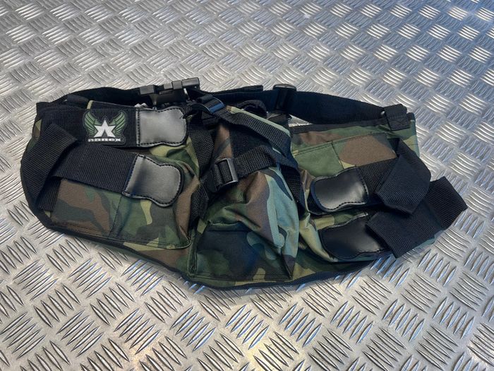 harnais ceinture porte 4 pots et 1 bouteille air camo annex pour paintball neuf