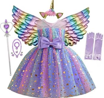 Déguisement Licorne violette étoile et ces accessoires Taille 3-6ans