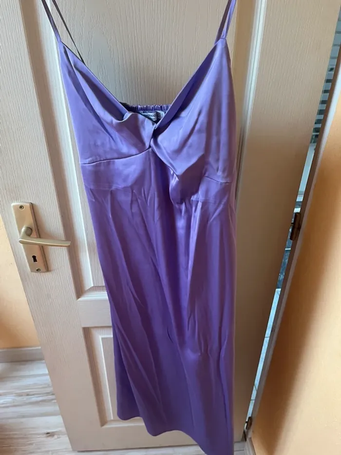 robe midi en satin style nuisette femme violette mauve - photo numéro 4