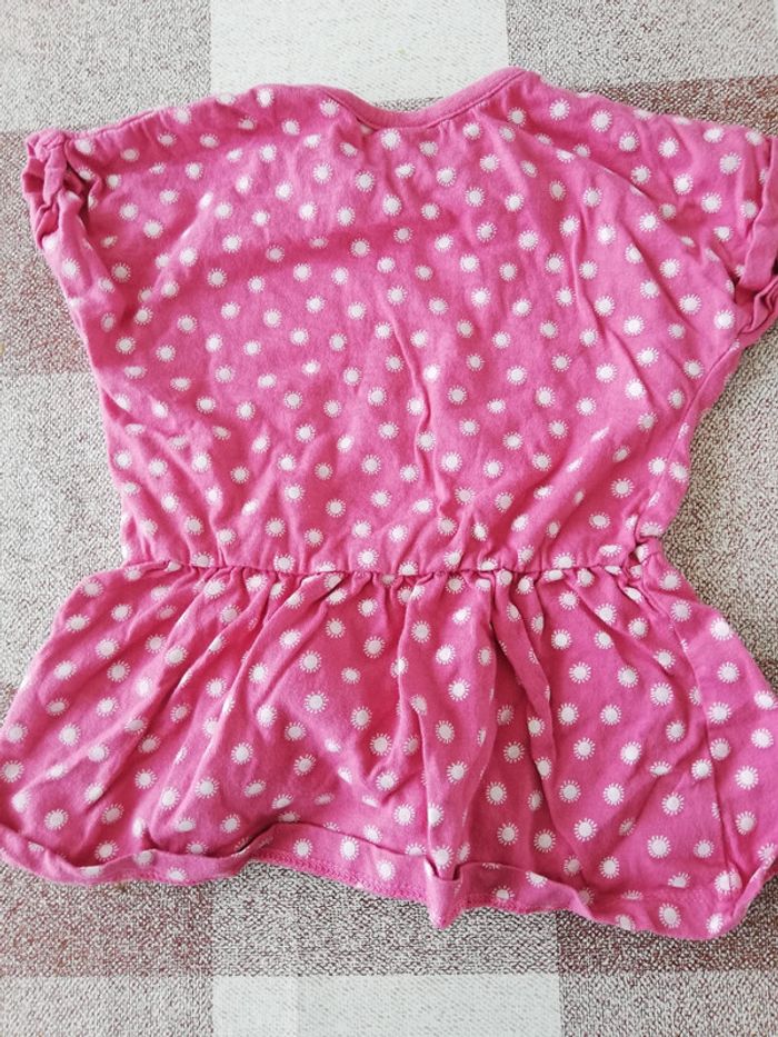 Tee shirt manches courtes rose 9 mois - photo numéro 3