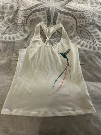 Débardeur blanc motif colibri