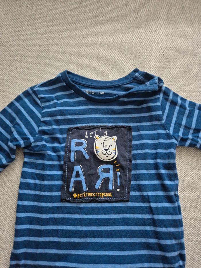 Tee shirt manches longues gemo 6 mois - photo numéro 2