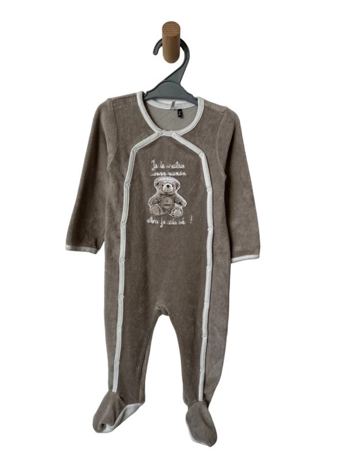 Pyjama / dors-bien en velours marron - 3 pommes 80cm (12 mois)