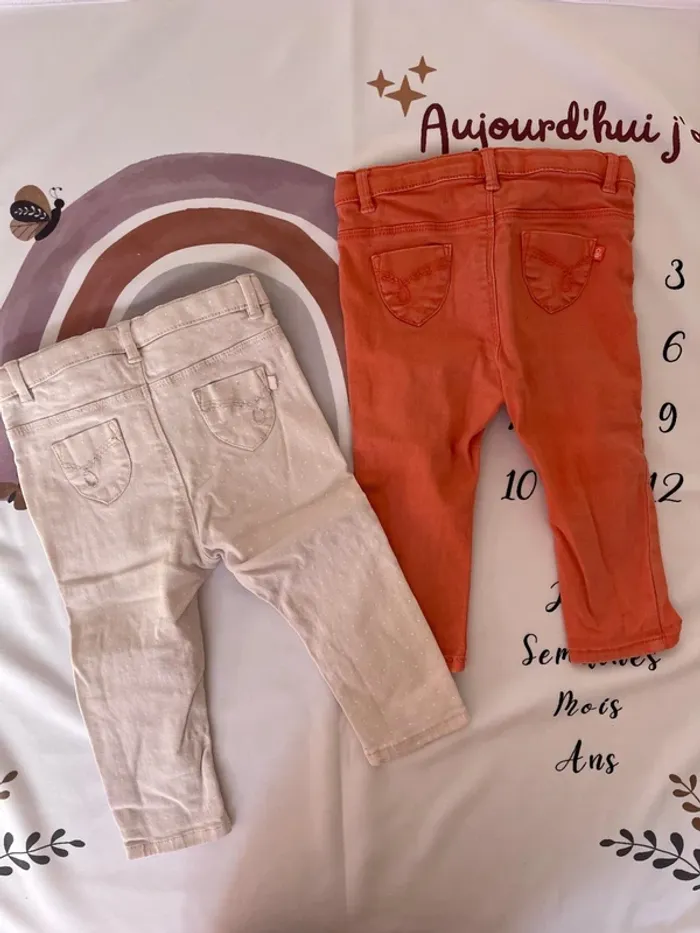 Lot de 2 pantalons bébé fille – Obaïbi – Taille 18 mois / 80 cm 👖🧡 - photo numéro 2