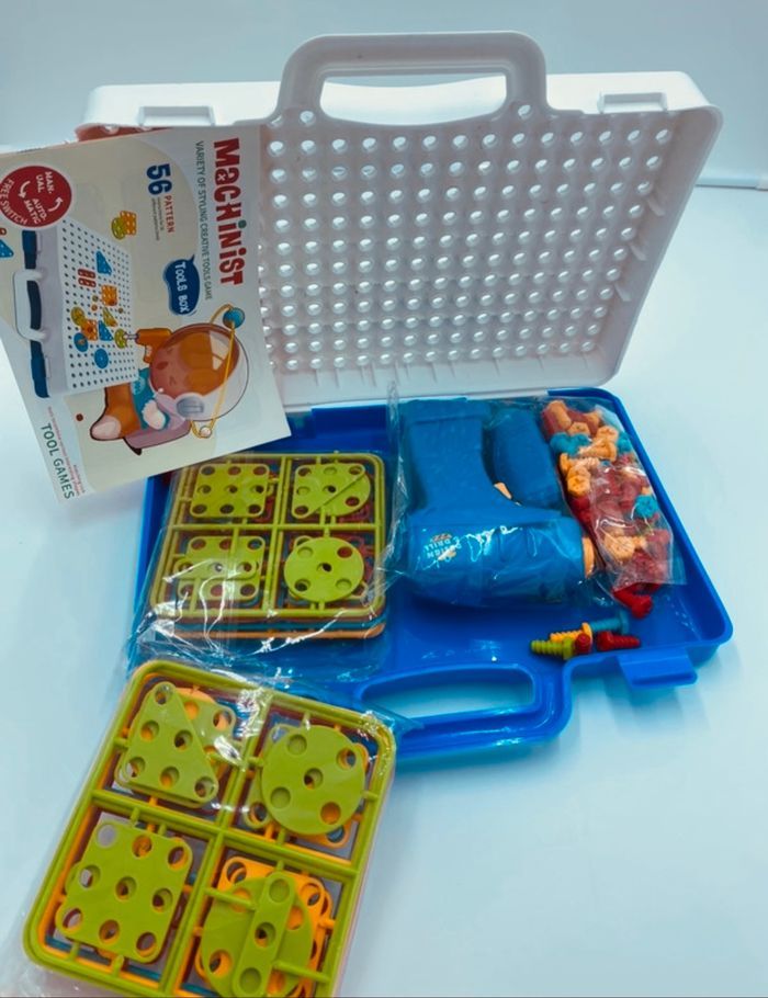 Trousse à outils portative - Jeu de construction avec perceuse pour enfants - 151 pièces neuves - photo numéro 8