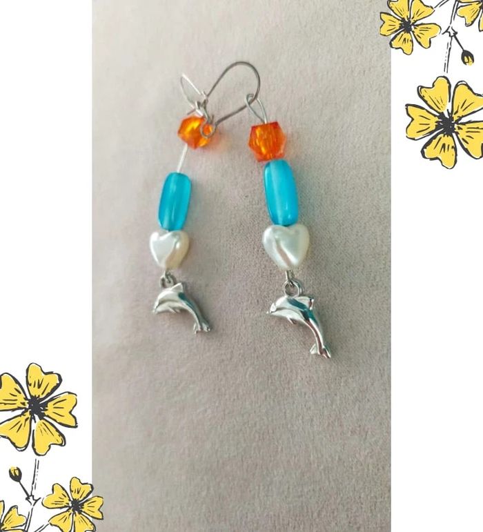 Boucles d’oreilles Dauphins en Fête – Collection Brume Bleue - photo numéro 3