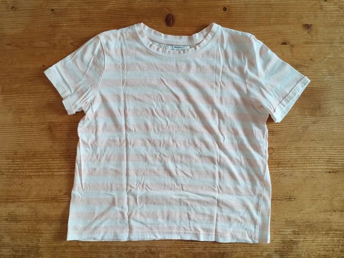 Tee-shirt rayé rose pâle & blanc – Taille S/36 – Bershka – TBE - photo numéro 4