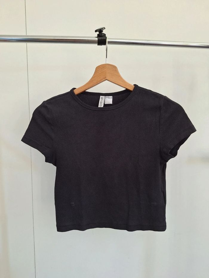 T shirt, crop top court noir femme S H&M