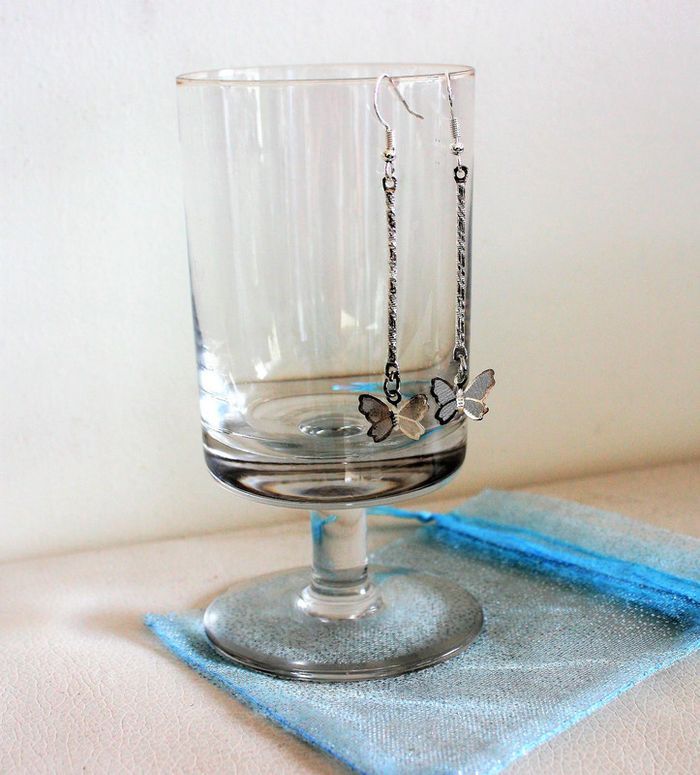 boucles oreilles Home création papillons cr argent poinçonné - photo numéro 5