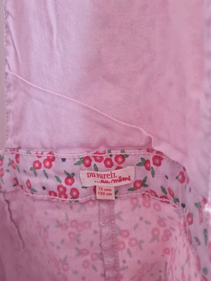 Salopette Jupe Rose à fleurs en jean DPAM taille 12 ans - photo numéro 3