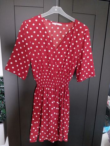 Robe rouge à Point blanc taille L