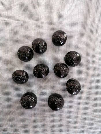 Lot de 10 boutons rond plastique noir 20 mm