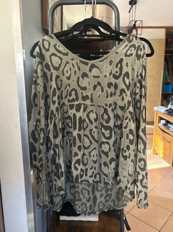 Blouse manches longues kaki léopard