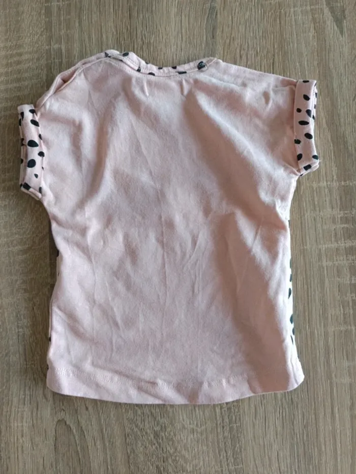 Ensemble haut top t-shirt manches courtes et jupe culotte rose et noir bébé fille 3 mois Lucky kid - photo numéro 3