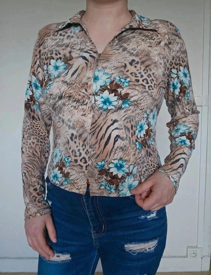 Magnifique blouse imprimé animal et fleurs