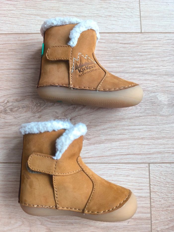 Chaussures/ Bottines Kickers fille ou garçon Sobooty Camel Kickers quasi neuves - Taille 19 - photo numéro 5